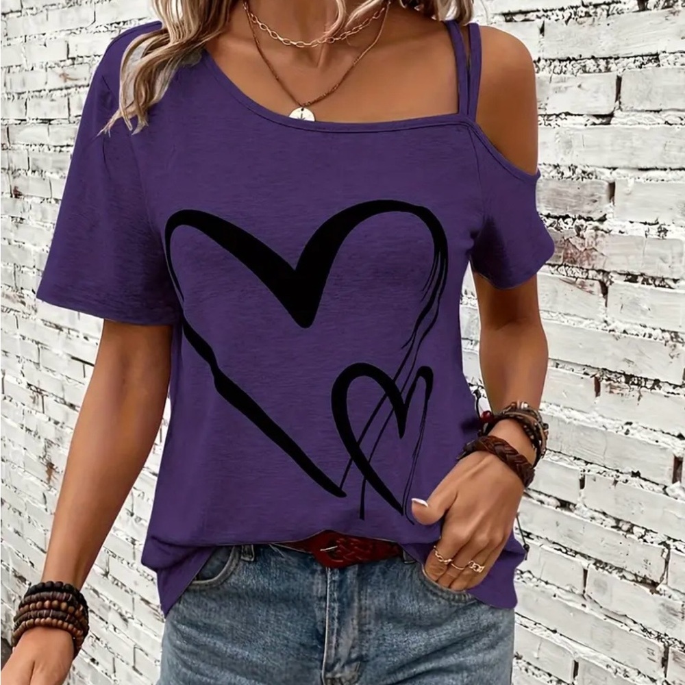 NWT Purple Heart Graphic Women's Top XXL